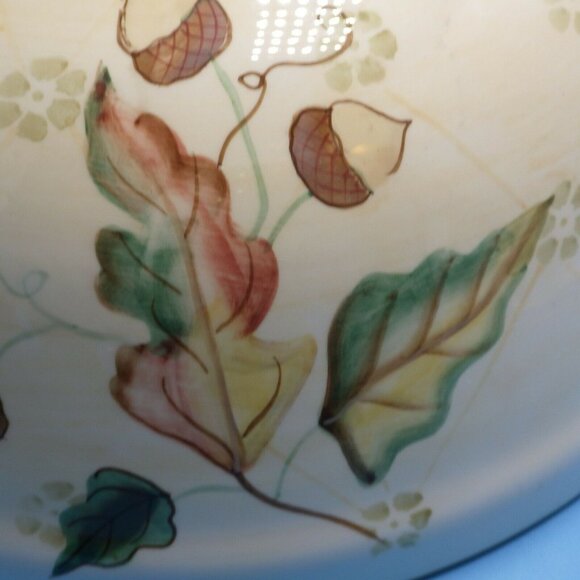 Zrike Large Fruit Bowl Farmhouse Handpainted Shabby Distressed Apple Berry Acorn - Picture 9 of 11